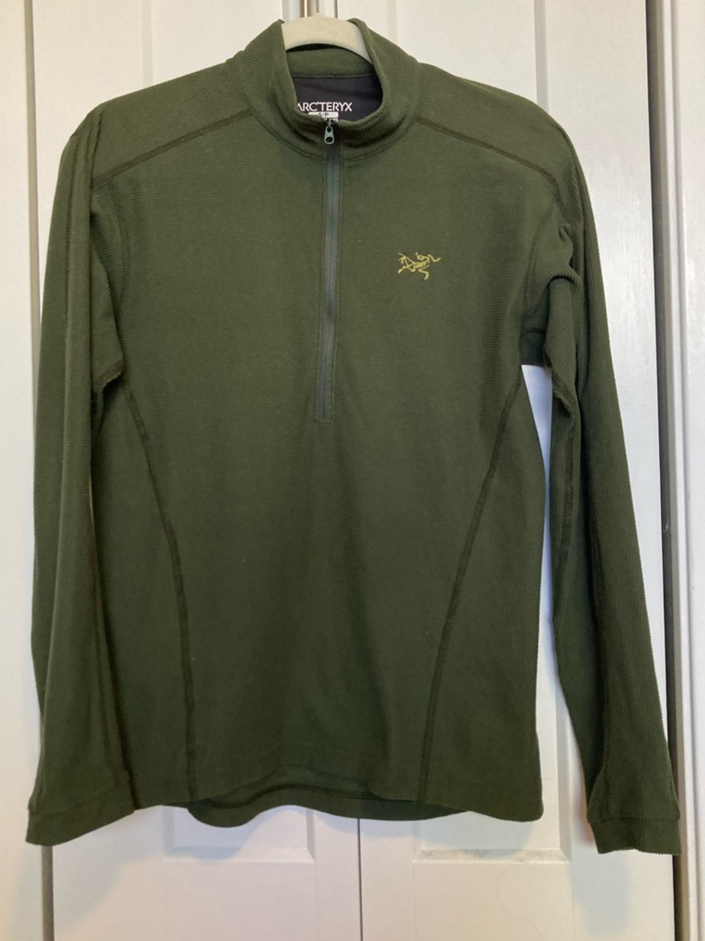 Arc'teryx Delta LT waffle grid fleece Men's S Olive Green Zip Pullover